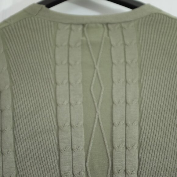 COPY - Pink rose willow green cable knit wrap sweater size M - Picture 3 of 8